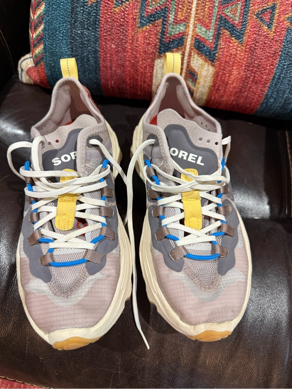 Sorel Taupe and Yellow Lightweight Trail Sneakers